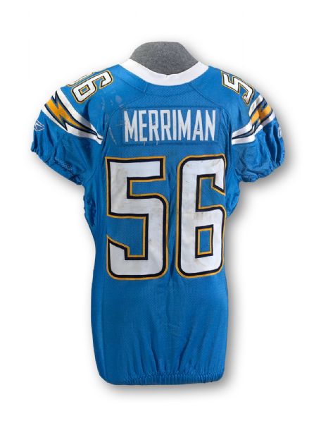 SHAWN MERRIMAN 10/14/2007 SAN DIEGO CHARGERS GAME WORN JERSEY (NFL & PSA/DNA COA)