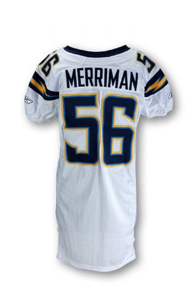 SHAWNE MERRIMAN 9/16/2007 SAN DIEGO CHARGERS GAME WORN JERSEY (CHARGERS COA)