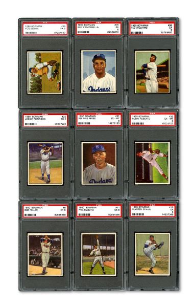 1950 BOWMAN BASEBALL PSA GRADED COMPLETE SET OF 252 (#14 ON THE PSA SET REGISTRY WITH A 5.49 GPA) PLUS MORE
