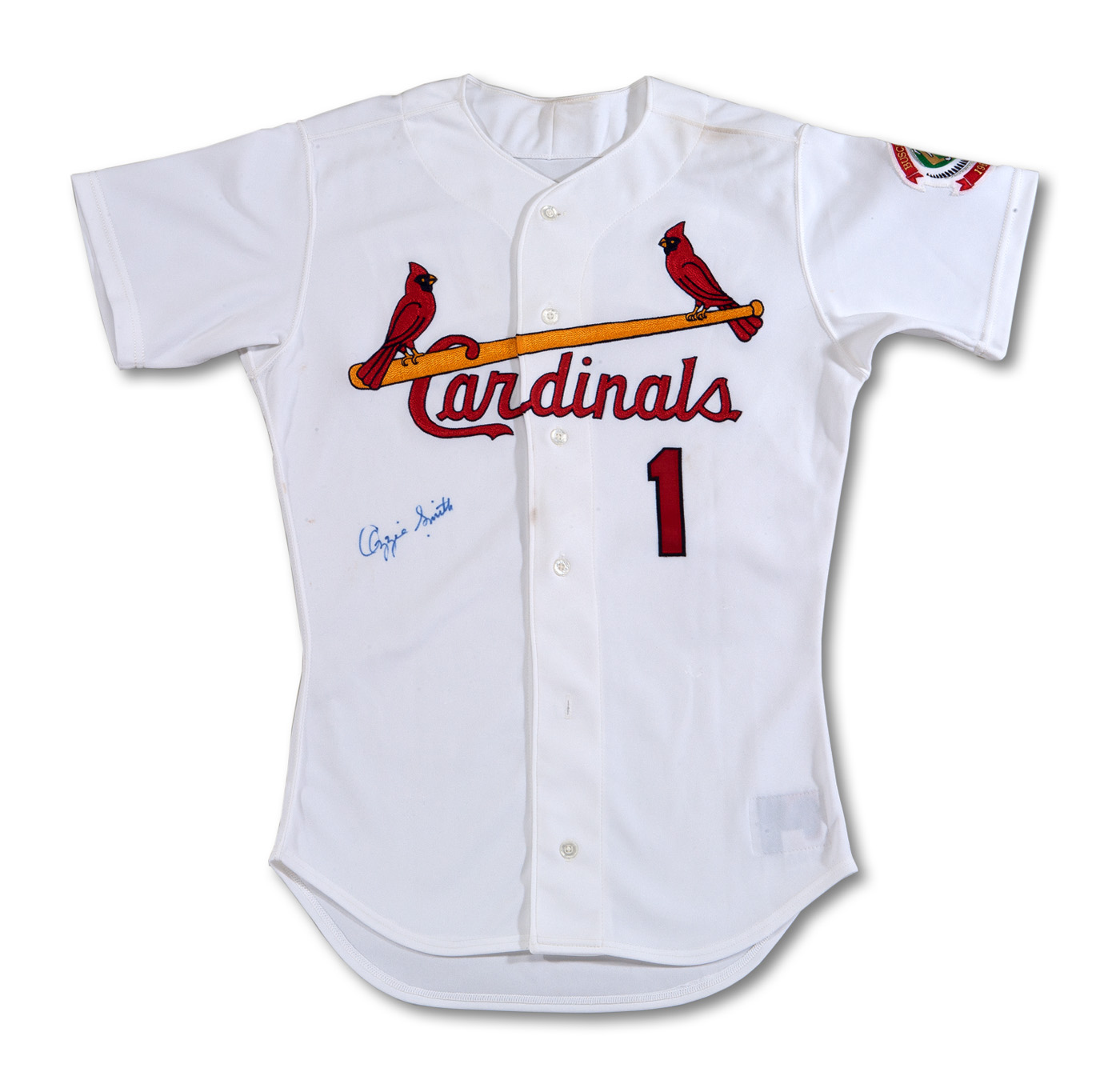 Lot Detail - 1996 OZZIE SMITH AUTOGRAPHED ST. LOUIS CARDINALS GAME WORN  HOME JERSEY (DELBERT MICKEL COLLECTION)