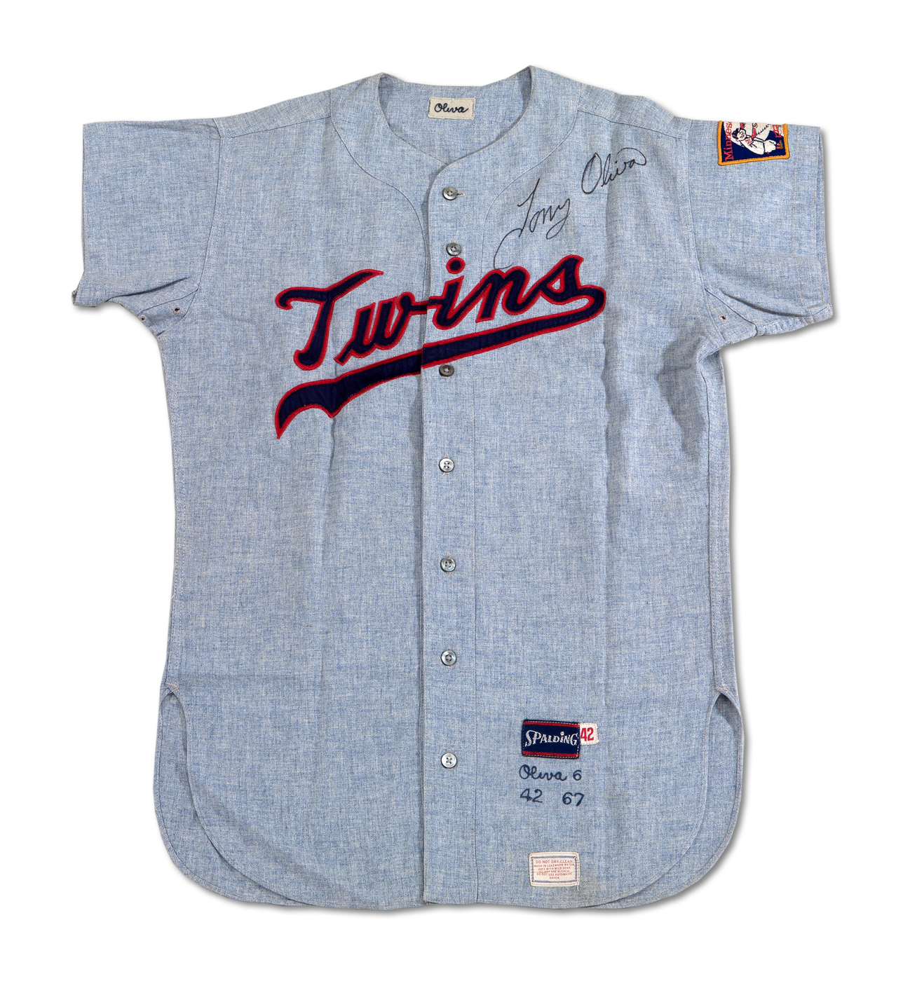 Lot Detail - 1967 TONY OLIVA AUTOGRAPHED MINNESOTA TWINS GAME WORN ROAD  JERSEY (DELBERT MICKEL COLLECTION)