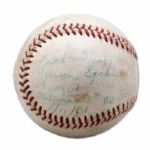 GAME USED BASEBALL FROM WARREN SPAHNS 300TH WIN GAME ON AUGUST 11TH, 1961 INSCRIBED BY SPAHN "PLAYED AT MILWAUKEE 8/11/61 NO. 300" (NSM COLLECTION)
