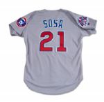 1995 SAMMY SOSA AUTOGRAPHED ALL-STAR GAME WORN CHICAGO CUBS ROAD JERSEY (NSM COLLECTION)