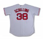 2005 CURT SCHILLING BOSTON RED SOX GAME WORN ROAD JERSEY (NSM COLLECTION)