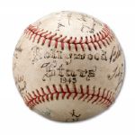 1943 PCL HOLLYWOOD STARS TEAM SIGNED BASEBALL (NSM COLLECTION)