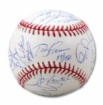 2004 WORLD CHAMPION BOSTON RED SOX TEAM SIGNED OFFICIAL WORLD SERIES BASEBALL (STEINER, MLB AUTH., NSM COLLECTION)
