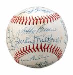 1954 PCL HOLLYWOOD STARS TEAM SIGNED BASEBALL (NSM COLLECTION)