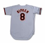 1989 CAL RIPKEN AUTOGRAPHED BALTIMORE ORIOLES GAME WORN ROAD JERSEY (NSM COLLECTION)