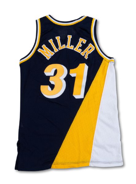 1994-95 REGGIE MILLER INDIANA PACERS GAME WORN ROAD JERSEY (PACERS LOA, NSM COLLECTION)