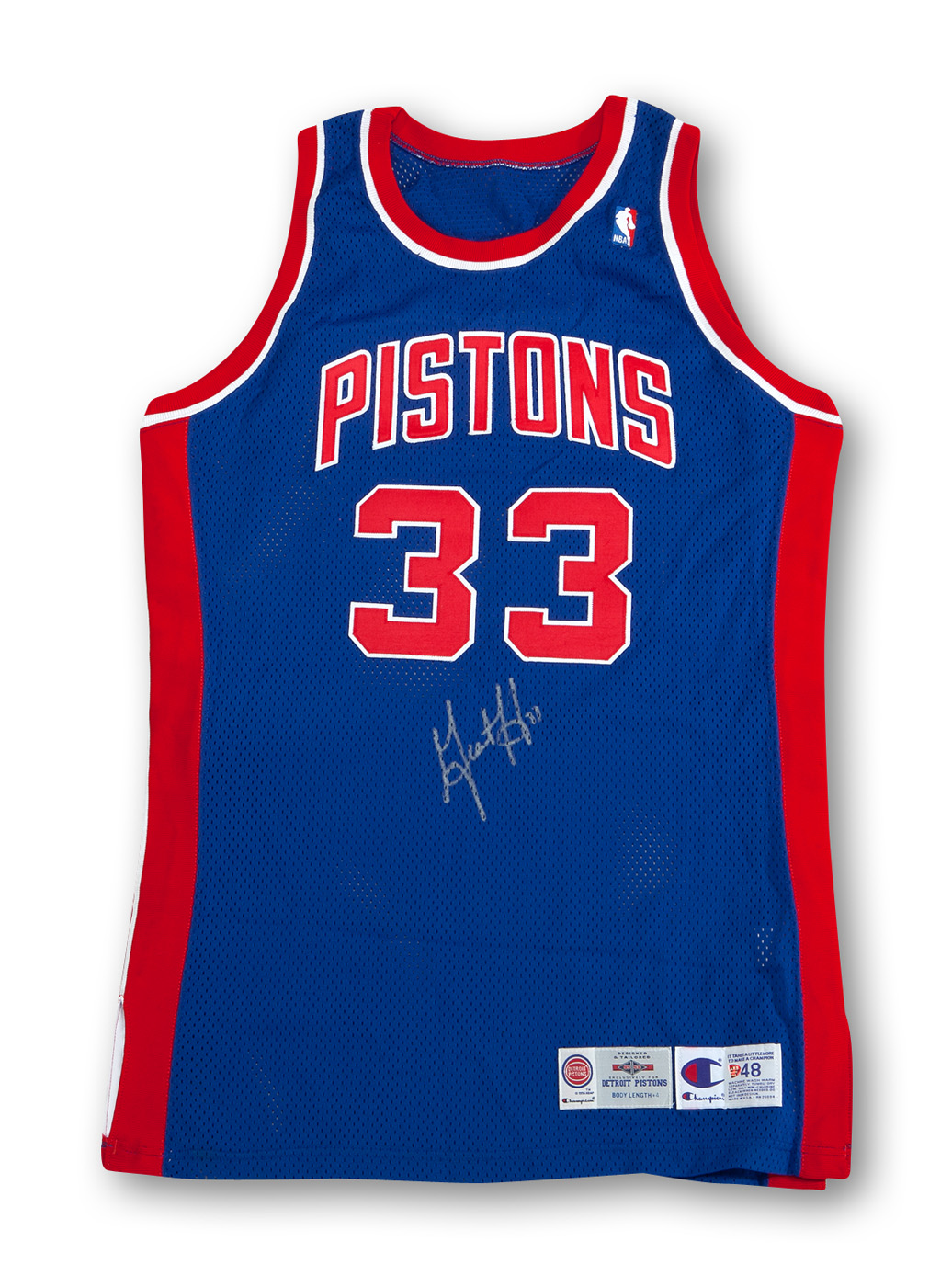 Lot Detail - 1995-96 GRANT HILL DETROIT PISTONS GAME WORN & SIGNED ROAD ...