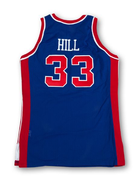 1995-96 GRANT HILL DETROIT PISTONS GAME WORN & SIGNED ROAD JERSEY