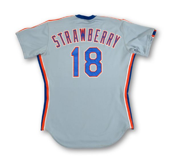 1990 DARRYL STRAWBERRY SIGNED NEW YORK METS GAME WORN ROAD JERSEY