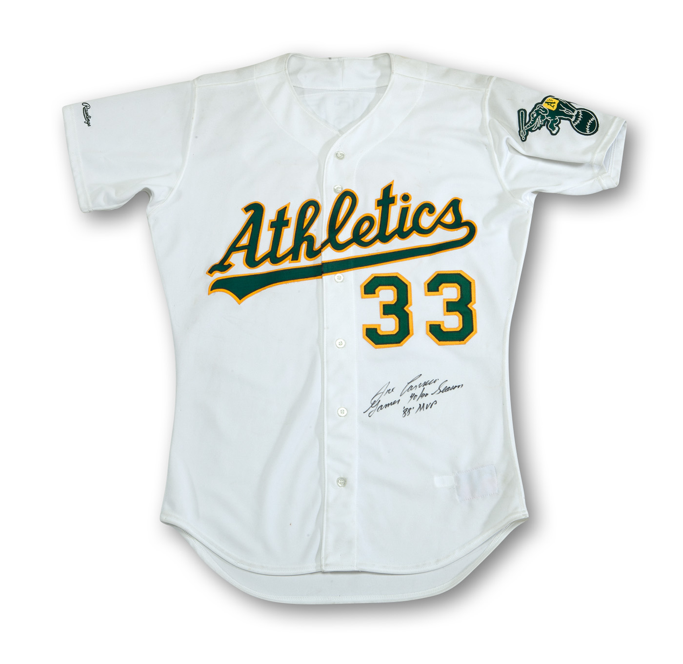 JOSE CANSECO SIGNED GREEN STAHL OAKLAND A'S JERSEY NUMBER #3 88 MVP