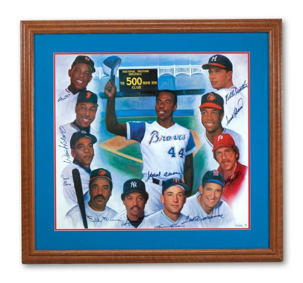500 HOME RUN CLUB MULTI-SIGNED LITHOGRAPH (11 AUTOGRAPHS) ALSO SIGNED BY ARTIST DOO S. OH