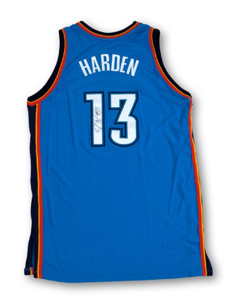 JAMES HARDEN ROOKIE 2009-10 OKLAHOMA CITY THUNDER BLUE GAME WORN AND AUTOGRAPHED ROAD JERSEY