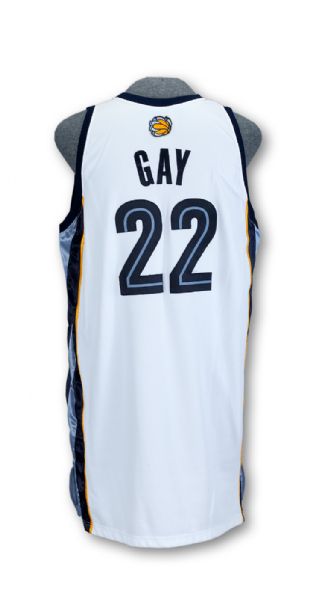 RUDY GAY ROOKIE 2006-07 MEMPHIS GRIZZLIES WHITE GAME WORN HOME JERSEY (TOPPS/NBA PROVENANCE)