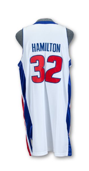 2006-07 RICHARD HAMILTON DETROIT PISTONS WHITE GAME WORN HOME JERSEY (TOPPS/NBA PROVENANCE)