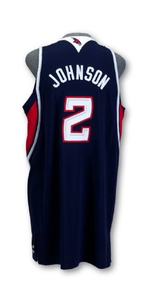 2007-08 JOE JOHNSON ATLANTA HAWKS BLUE GAME WORN ROAD JERSEY (TOPPS/NBA PROVENANCE)