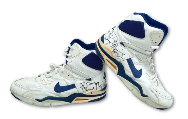 ALONZO MOURNING GAME WORN AND AUTOGRAPHED NIKE AIR SHOES (FICKE LOA)