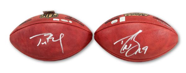 TOM BRADY SIGNED OFFICIAL NFL FOOTBALL AND DREW BREES SIGNED LIMITED EDITION (172/1000) OFFICIAL SUPER BOWL XLIV FOOTBALL (COLTS VS. SAINTS)
