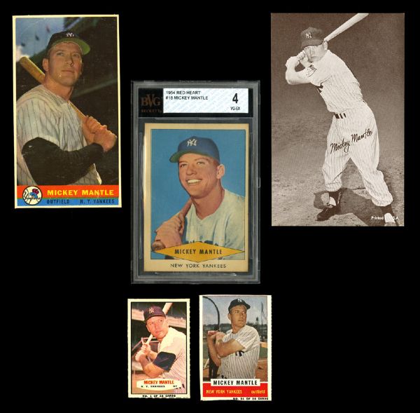 MICKEY MANTLE TYPE COLLECTION OF 5 INC. 1959 BAZOOKA AND 1954 RED HEART