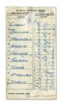 ORIGINAL LINEUP CARD USED IN WARREN SPAHNS 300TH WIN GAME ON AUGUST 11, 1961 (NSM COLLECTION)