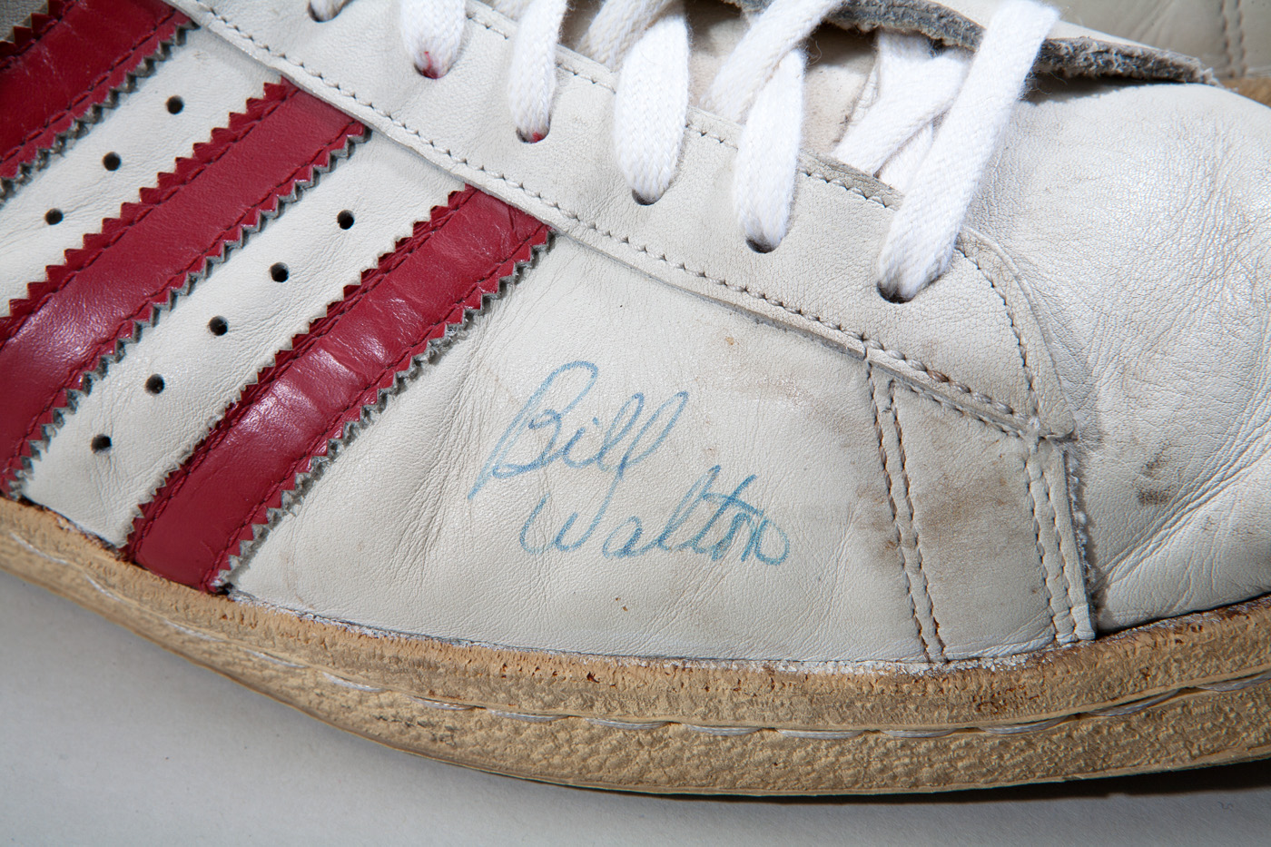 Lot Detail - BILL WALTON GAME WORN AND SIGNED (4X) ADIDAS SHOES