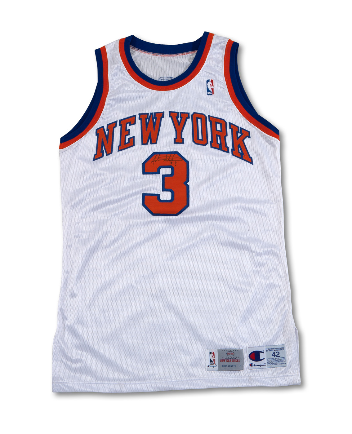 1997-98 John Starks Game Worn, Signed New York Knicks Jersey