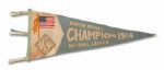 RARE OVERSIZED (45 INCH) 1914 BOSTON "MIRACLE" BRAVES NL CHAMPIONS FELT PENNANT (HELMS/LA84 COLLECTION)
