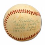 ED RUELBACH SINGLE SIGNED AND INSCRIBED BASEBALL (HELMS/LA84 COLLECTION) 