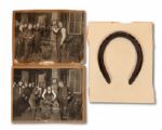 1897 HORSESHOE FASHIONED BY CHAMPION BOXER BOB FITZSIMMONS WITH ACCOMPANYING ORIGINAL PHOTOGRAPHS AND PROVENANCE (HELMS/LA 84 COLLECTION) 