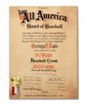 1900-1950 BABE RUTH 50-YEAR ALL-AMERICA BASEBALL TEAM CERTIFICATE SIGNED BY CONNIE MACK (HELMS/LA 84 COLLECTION)