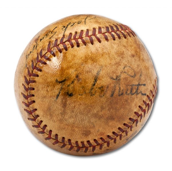 1948 BABE RUTH AND 6 LOS ANGELES ANGELS (PCL) SIGNED BASEBALL