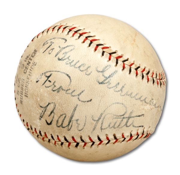 LATE 1930S BABE RUTH SINGLE SIGNED BASEBALL PSA/DNA 6 (AUTOGRAPH 7)