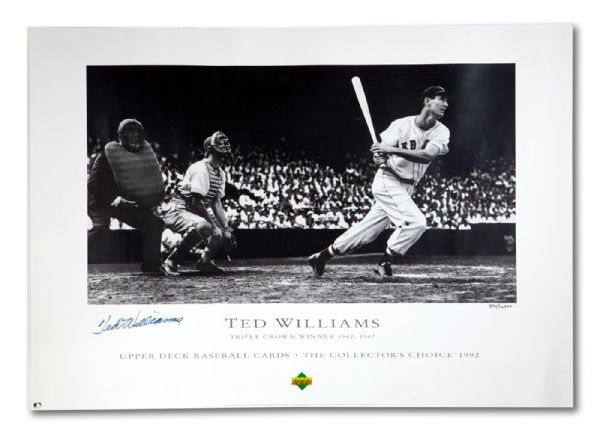 TED WILLIAMS SIGNED UDA TRIPLE CROWN WINNER 1942, 1947 LIMITED EDITION POSTER (3,451/12,000)