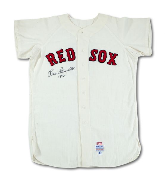1972 RICO PETROCELLI BOSTON RED SOX GAME WORN AND SIGNED HOME JERSEY