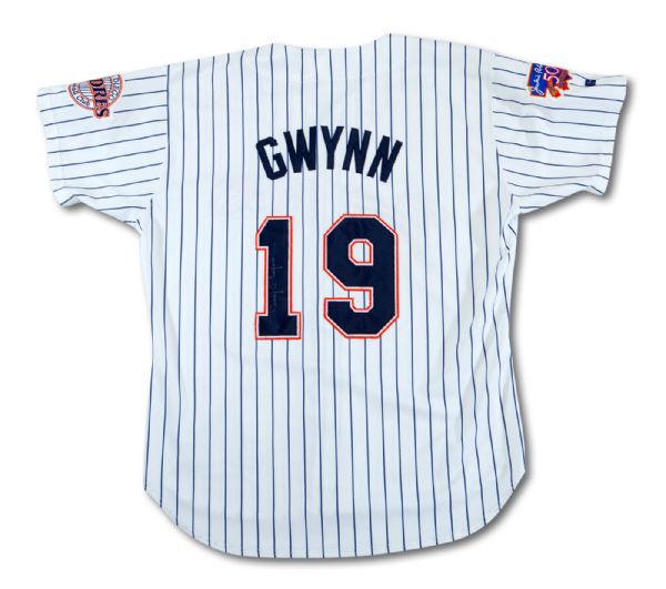 1997 TONY GWYNN SAN DIEGO PADRES GAME WORN AND SIGNED HOME JERSEY