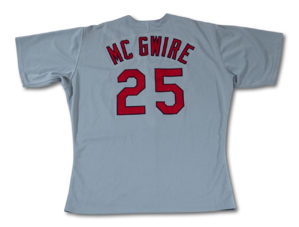 1998 MARK MCGWIRE AUTOGRAPHED ST. LOUIS CARDINALS (70 HOME RUN SEASON) GAME WORN ROAD JERSEY (DELBERT MICKEL COLLECTION)