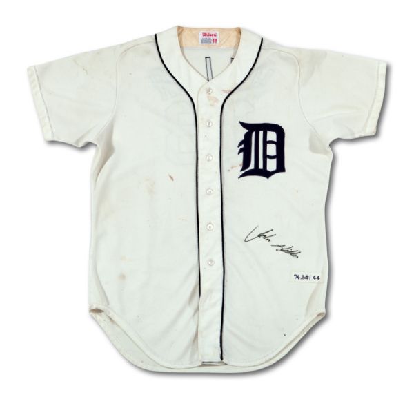 1974 JOHN HILLER AUTOGRAPHED DETROIT TIGERS GAME WORN HOME JERSEY (TENNEN COLLECTION)