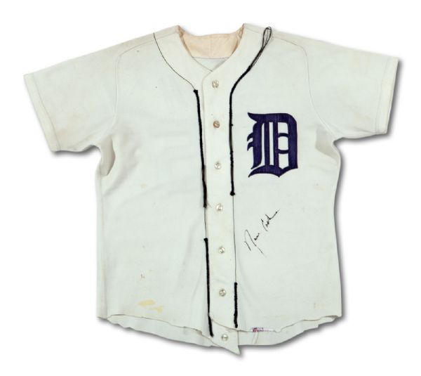 EARLY 1970S NORM CASH AUTOGRAPHED DETROIT TIGERS GAME WORN HOME JERSEY WITH CUT OFF SHIRTTAIL (TENNEN COLLECTION)