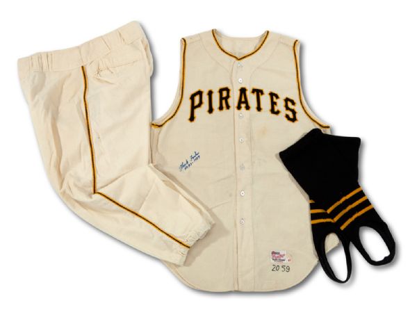 1959 HANK FOILES PITTSBURGH PIRATES GAME WORN ROAD JERSEY AND 1958  PANTS (DELBERT MICKEL COLLECTION)