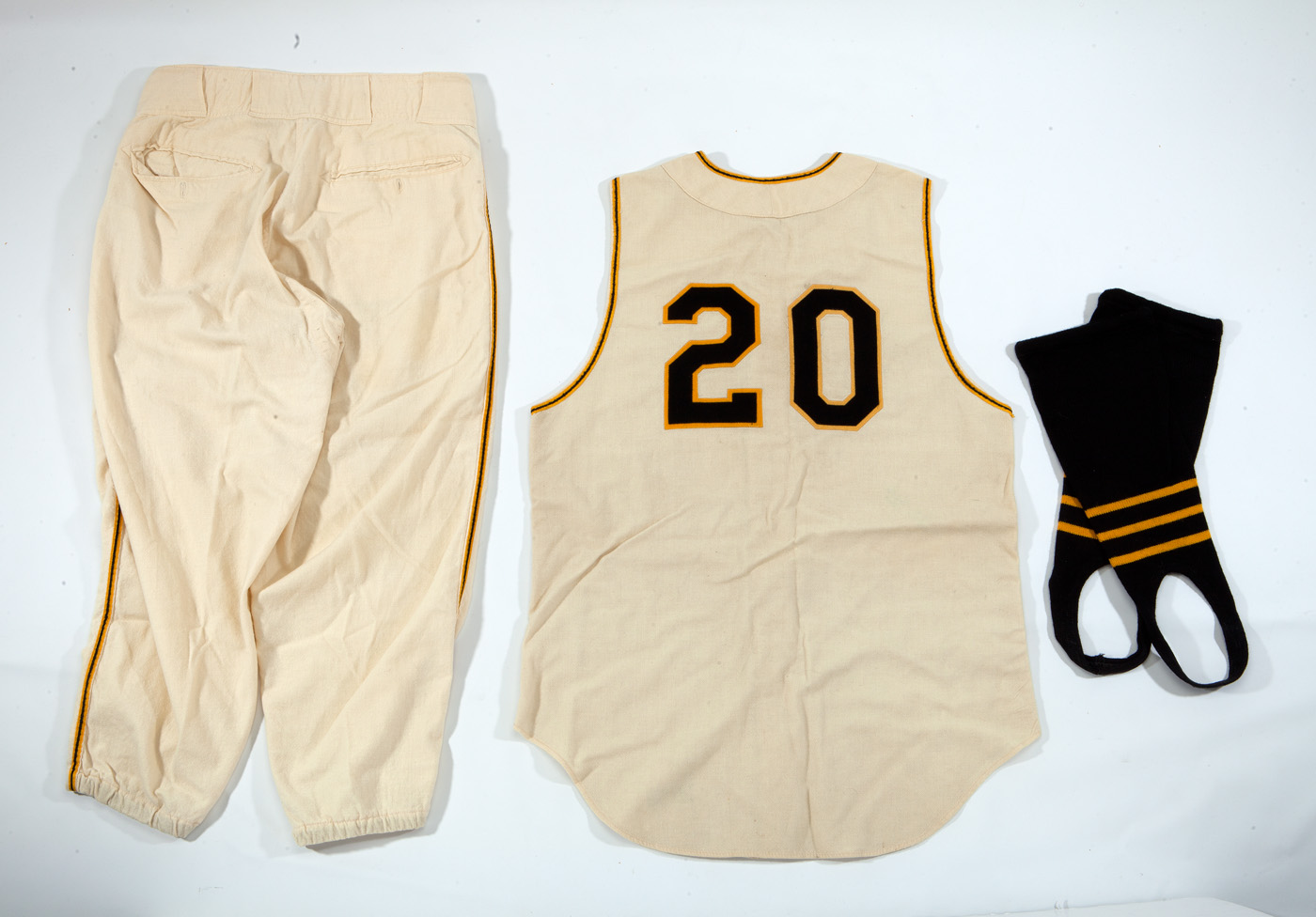 Lot Detail - 1959 HANK FOILES PITTSBURGH PIRATES GAME WORN ROAD JERSEY AND  1958 PANTS (DELBERT MICKEL COLLECTION)