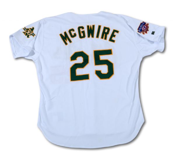 1997 MARK MCGWIRE OAKLAND ATHLETICS GAME WORN HOME JERSEY (DELBERT MICKEL COLLECTION)