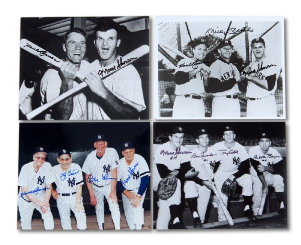 LOT OF (4) DIFFERENT NEW YORK YANKEE MULTI SIGNED 8 X 10 PHOTOS HIGHLIGHTED BY MANTLE/BAUER/SKOWRON FROM LATE 1950S (SKOWRON FAMILY LOA)