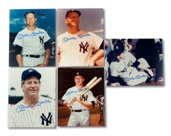 LOT OF (5) DIFFERENT MICKEY MANTLE AUTOGRAPHED 8" BY 10" PHOTOGRAPHS