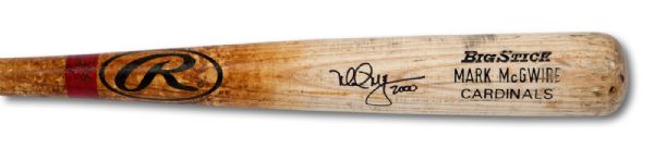 2000 MARK MCGWIRE AUTOGRAPHED RAWLINGS PROFESSIONAL MODEL GAME USED BAT (DELBERT MICKEL COLLECTION)