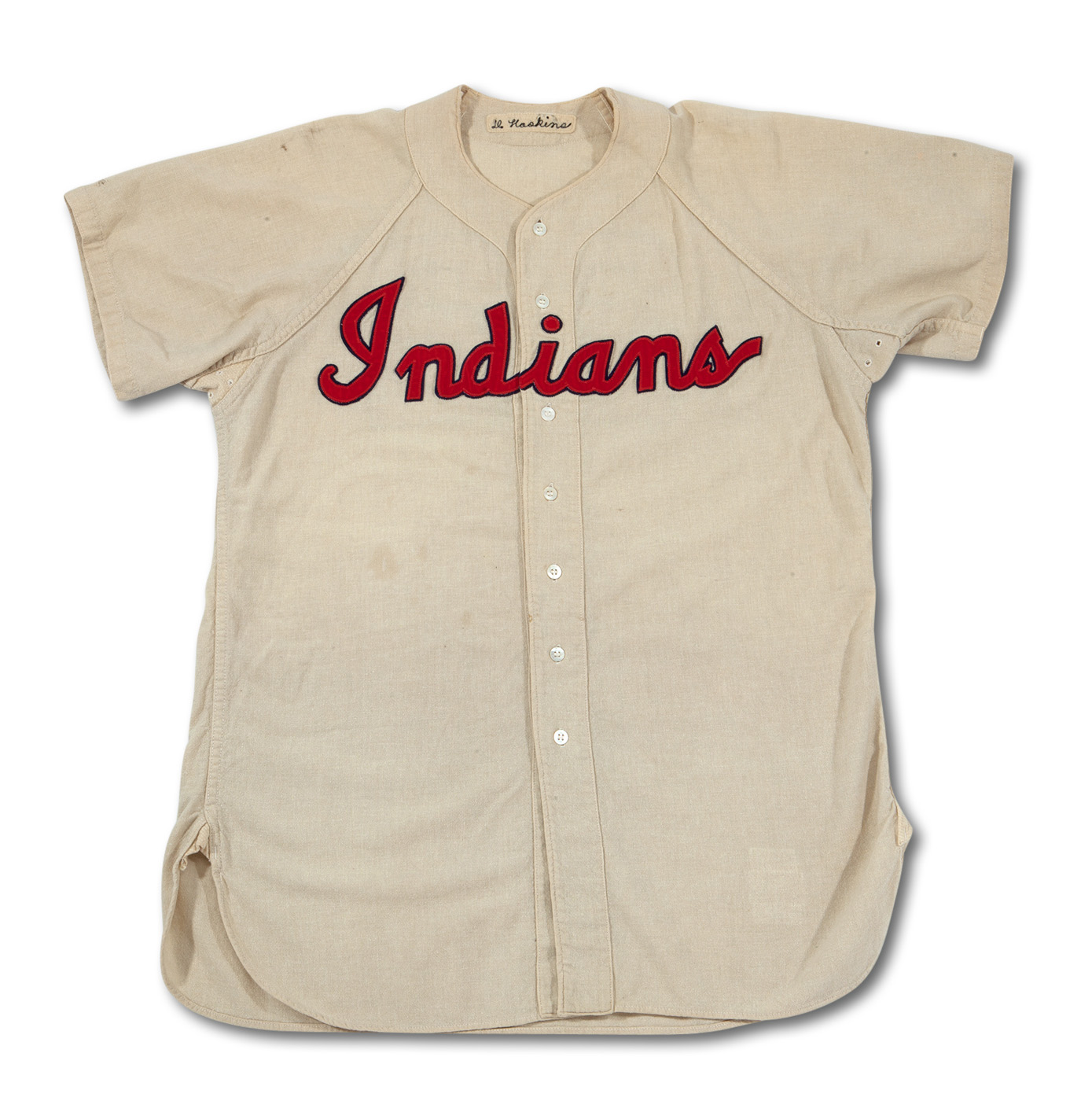 Lot Detail - C.1953-54 DAVE HOSKINS CLEVELAND INDIANS GAME WORN HOME  FLANNEL JERSEY