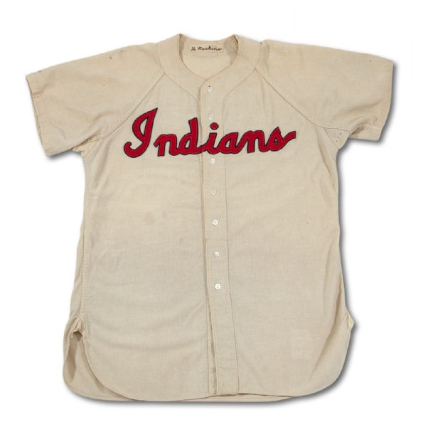 C.1953-54 DAVE HOSKINS CLEVELAND INDIANS GAME WORN HOME FLANNEL JERSEY