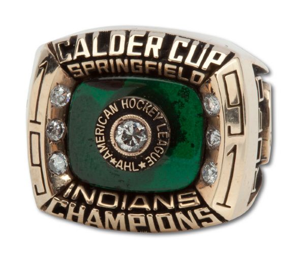 1991 AMERICAN HOCKEY LEAGUE SPRINGFIELD INDIANS 10K GOLD CALDER CUP CHAMPIONSHIP RING (STAFF)
