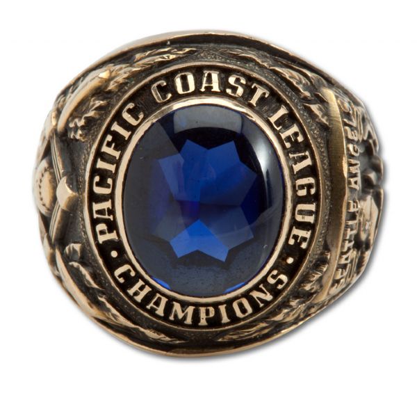 1966 PACIFIC COAST LEAGUE CHAMPION SEATTLE ANGELS 10K GOLD RING (ROGER CRAIG)
